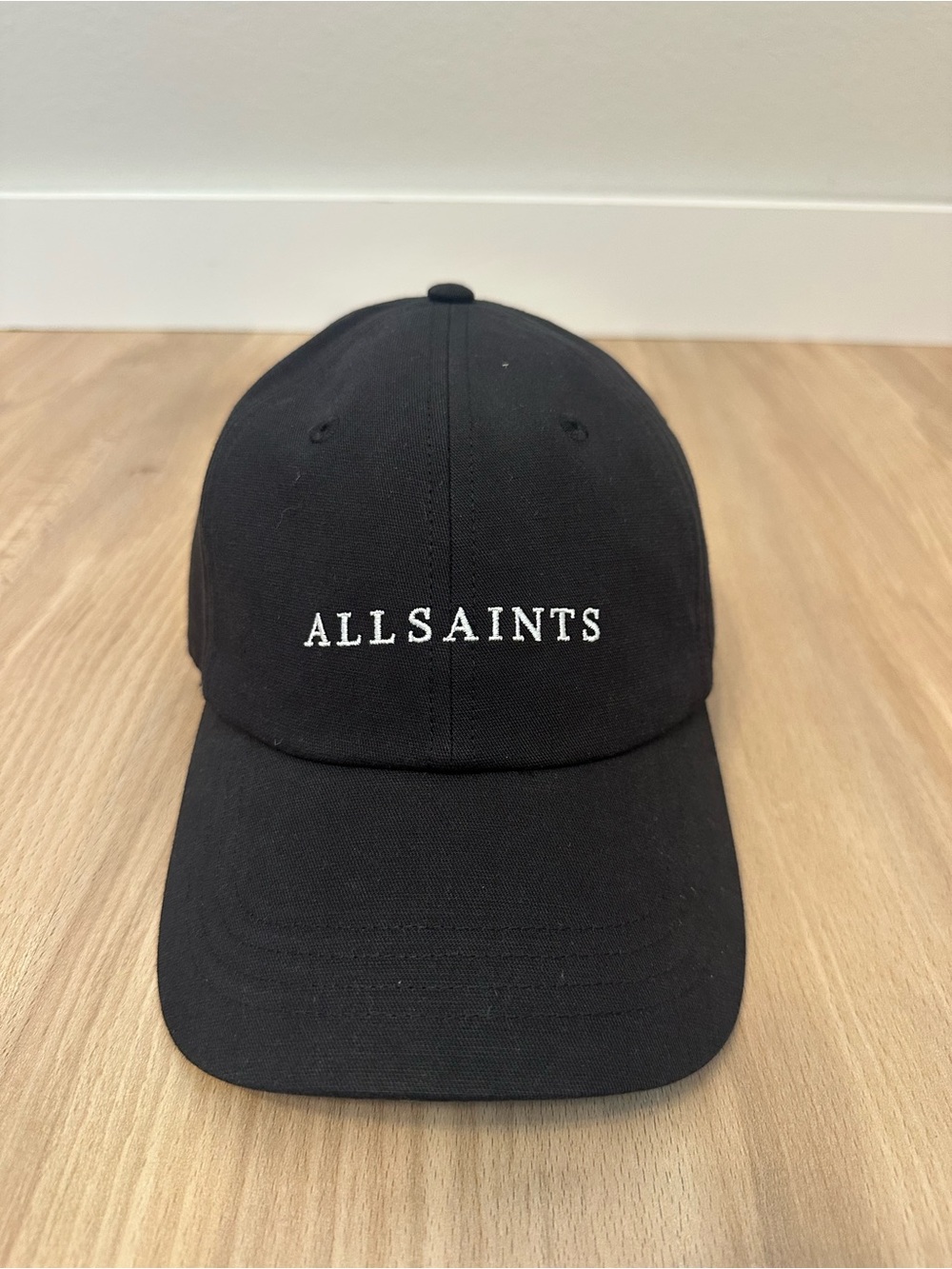 All Saints Black Script Logo 6 Panel Baseball Cap